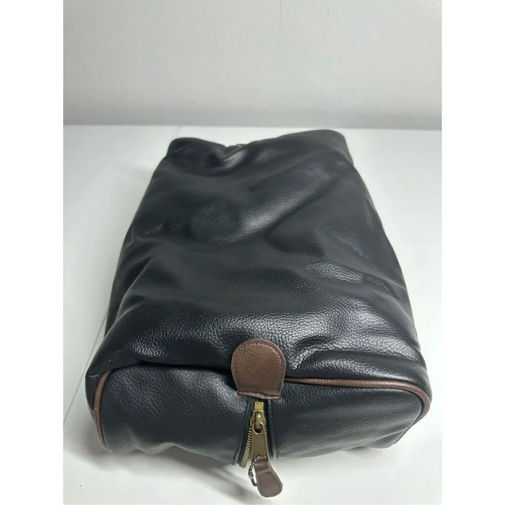 Vintage Rare Men’s Faux Leather Shoes Bag Faux Fur Lined Straps Pocket
